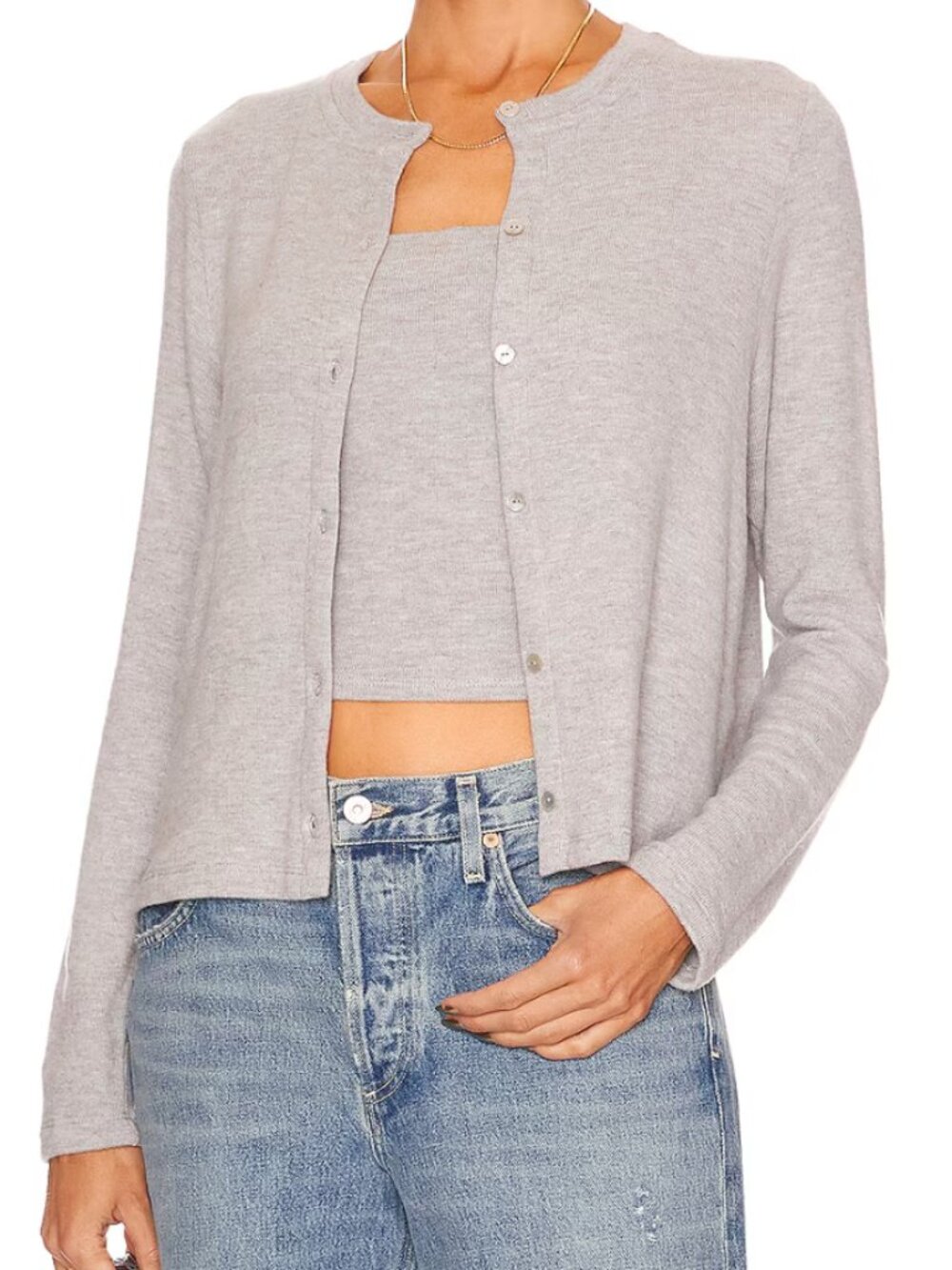 DONNI. Sweater Cardigan in Heather Grey